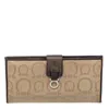 Ferragamo Beige/brown Gancini Canvas And Leather Wallet In Sand