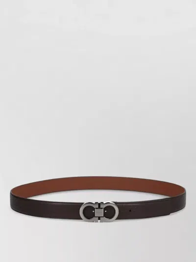 Ferragamo Belt Adjustable Length Textured Finish Design In Black