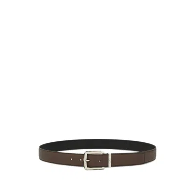 Ferragamo Two-tone Reversible Belt With Tortoiseshell Resin Edge Buckle In Black