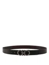 Ferragamo Men Reversible Leather Belt In Brown