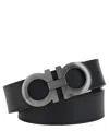 Ferragamo Men Reversible Belt In Black