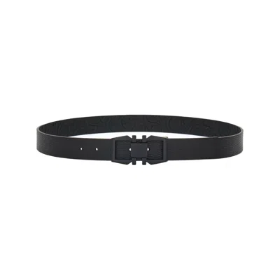 Ferragamo Reversible Gancini Leather Belt In Black