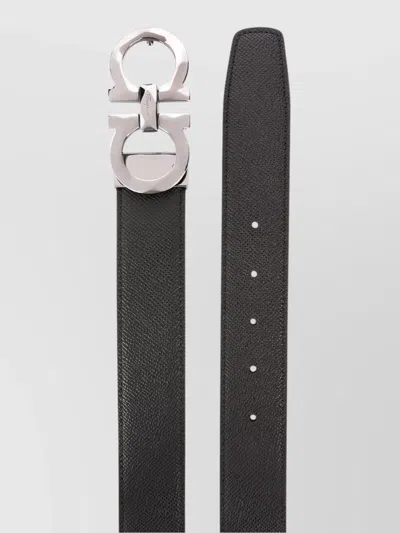Ferragamo Belt Leather Gancini Buckle In Black