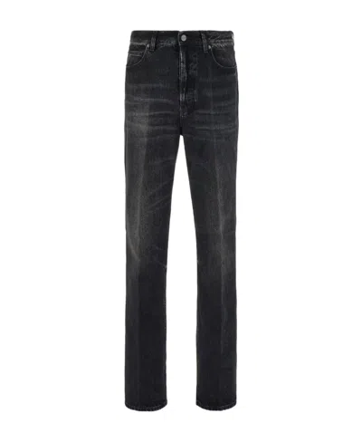 FERRAGAMO FERRAGAMO LOGO PATCH STONEWASHED DENIM JEANS