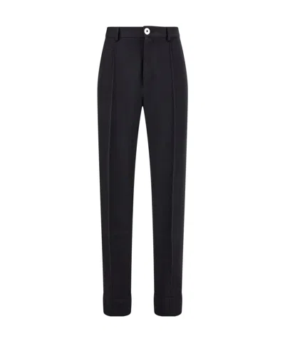 Ferragamo Belt-loop Wool Casual Pants In Black
