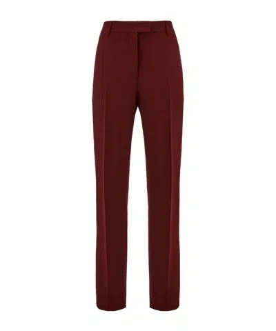 Ferragamo Belt Loop Wool Casual Pants In Red