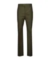 Ferragamo Belt-loop Wool Dress Trousers In Green