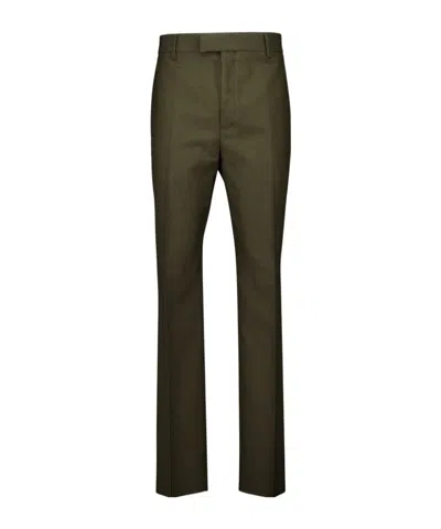 Ferragamo Belt-loop Wool Dress Trousers In Green