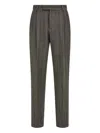 Ferragamo Belt-loops Pleated Trousers In Brown