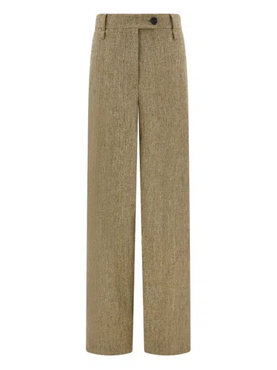 Ferragamo Belt-loops Trousers In Brown