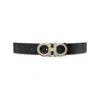Ferragamo Gancini Buckle Reversible Leather Belt In Black