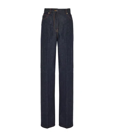 FERRAGAMO BELT RING DENIM TROUSERS