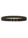 Ferragamo Salvatore  Man's Bicolor Leather Belt With Logo Buckle In Black