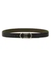 Ferragamo Salvatore  Man's Bicolor Leather Belt With Logo Buckle In Black