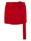Ferragamo Belted Button-front Mini Skirt In Red