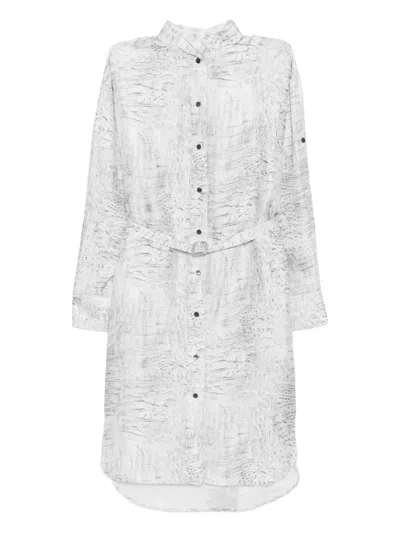 Ferragamo Belted Buttoned-up Shirt Dress In White