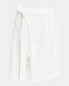 Ferragamo Wrap-front Cotton-blend Knee-length Skirt In Mascarpone