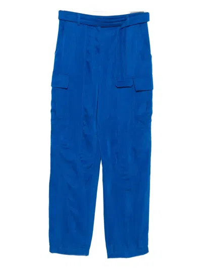 Ferragamo Belted Cargo Trousers In Blue