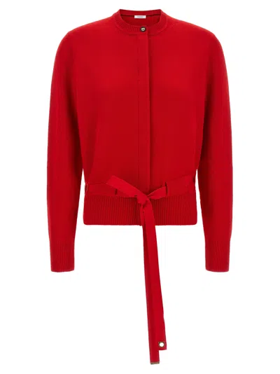 Ferragamo Belted Cashmere Cardigan In Red