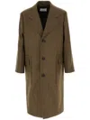 Ferragamo Melange Mud Wool Coat In Green