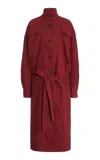 Ferragamo Belted Cotton-blend Coat In Red