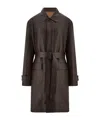 Ferragamo Long Leather Trench Coat With Belted Waist In Brown