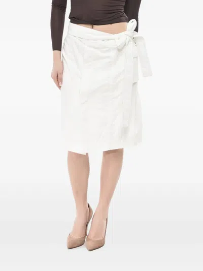 Ferragamo Belted Midi Skirt In White