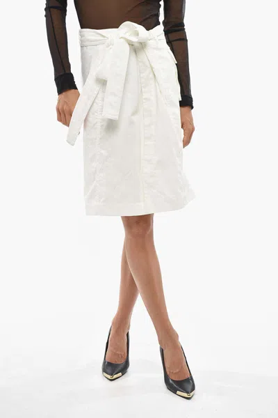 Ferragamo Belted Midi Skirt In White