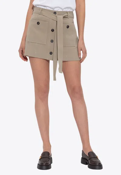 Ferragamo Belted Mini Skirt In Neutral