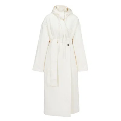 Ferragamo Belted Padded Wrap Coat In White