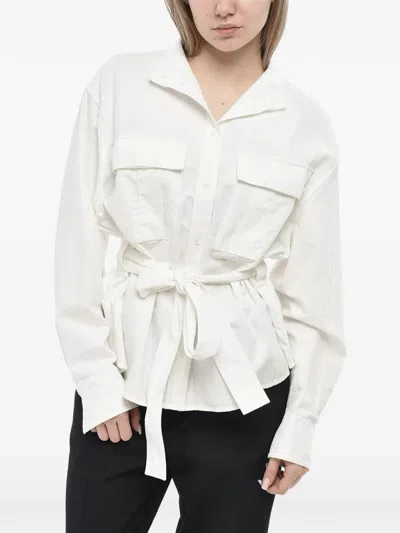 Ferragamo Belted Sahariana Shirt In White
