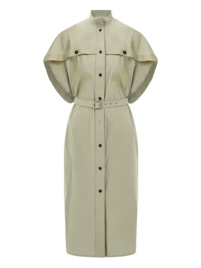 Ferragamo Belted Shirt Dress In Green