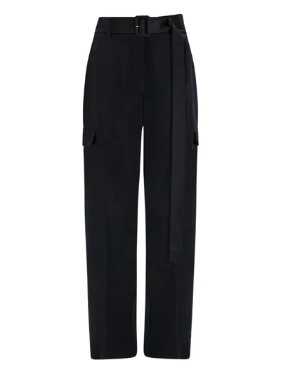 Ferragamo Belted Trousers In Black