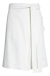 Ferragamo Belted Washed Twill Wrap Skirt In Mascarpone