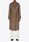 Ferragamo Belted Wool-cashmere Coat In Brown