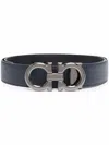 Ferragamo Gancini Reversible Leather Belt In Black