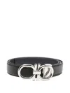 Ferragamo Black Leather Reversible Belt In Black