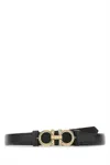 Ferragamo Adjustable Length Belt Gold-tone Buckle In Black