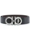 FERRAGAMO SALVATORE FERRAGAMO GRAINED LEATHER REVERSIBLE GANCINI BELT ACCESSORIES