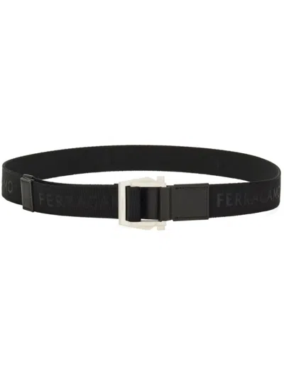 Ferragamo Gancini Adjustable Belt In Black
