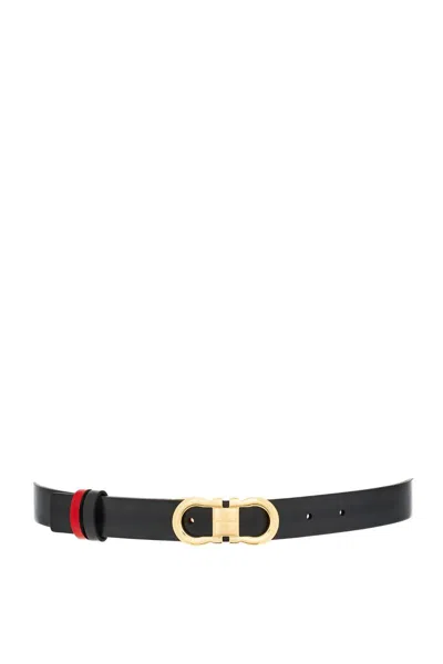 Ferragamo Belts In Black/flame Red