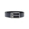 Ferragamo Double Gancini Logo-debossed Leather Belt In Black