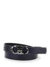 Ferragamo Black And Blue Reversible Belt With Gancini Buckle In Leather Man In Blue
