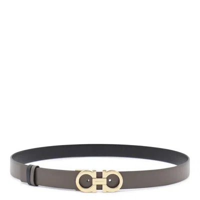 FERRAGAMO BELTS CONCRETE/NERO