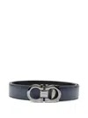 Ferragamo Navy Blue Logo Buckle Solid Belt In Gray