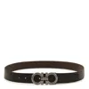 Ferragamo Black Leather Gancini Reversible Belt