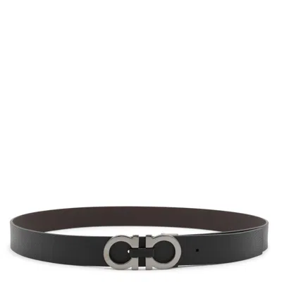 FERRAGAMO BELTS NERO/HICKORY