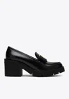 Ferragamo Black Vara Bow Moccasin With Heel In Black