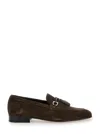 Ferragamo Almond Toe Suede Finish Tassel Loafers In Brown