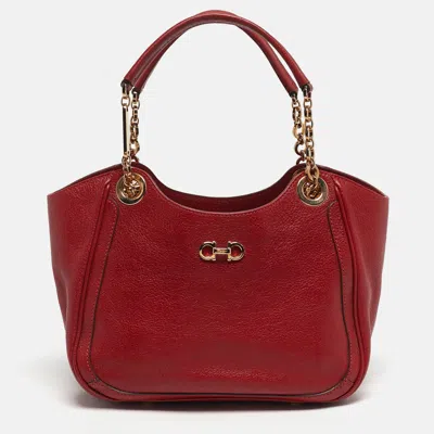 Ferragamo Betulla Red Leather Tote
